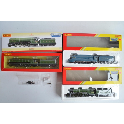 1073 - Three boxed OO gauge electric steam train models from Hornby, all LNER and all with pre-fitted digit... 