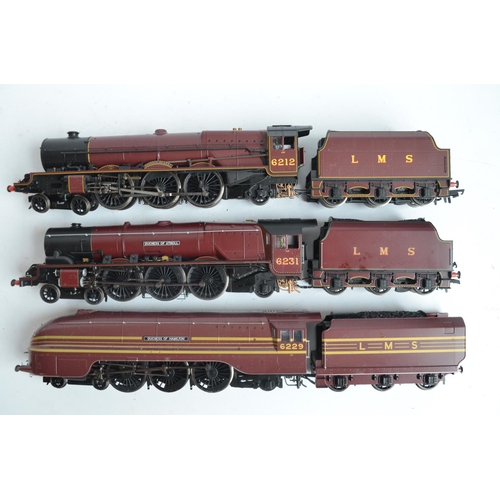 1075 - Three boxed OO gauge electric steam train models from Hornby, all LMS crimson livery to include R333... 