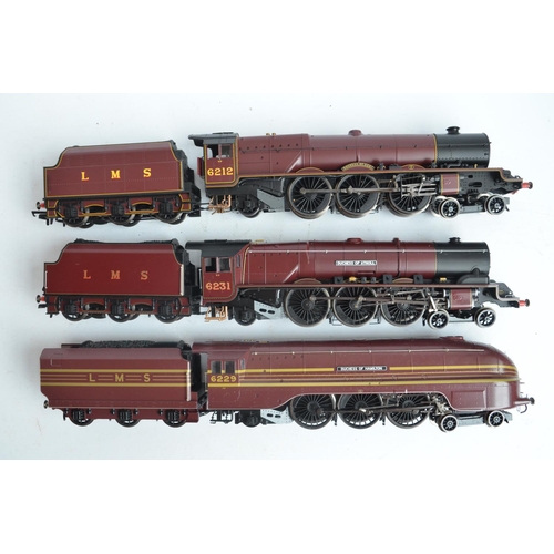 1075 - Three boxed OO gauge electric steam train models from Hornby, all LMS crimson livery to include R333... 