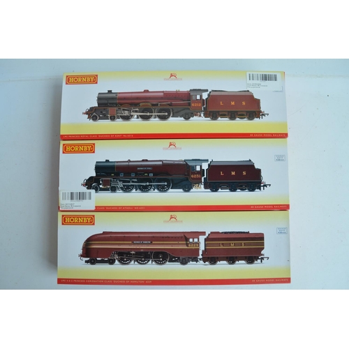 1075 - Three boxed OO gauge electric steam train models from Hornby, all LMS crimson livery to include R333... 