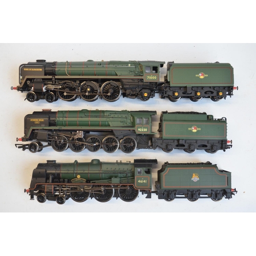 1080 - Three boxed OO gauge electric steam train models, all BR green livery to include Hornby R3244TTS Cla... 