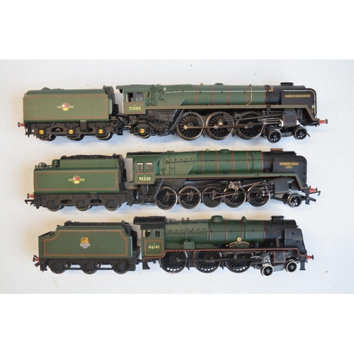 1080 - Three boxed OO gauge electric steam train models, all BR green livery to include Hornby R3244TTS Cla... 