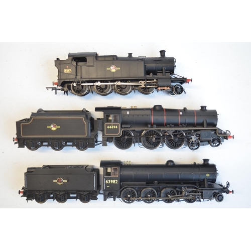 1081 - Three boxed OO gauge electric steam train models, all BR black liveried to include Hornby RR3223 2-8... 