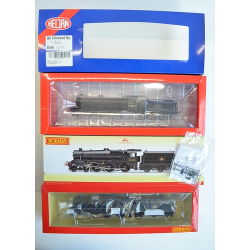 1081 - Three boxed OO gauge electric steam train models, all BR black liveried to include Hornby RR3223 2-8... 