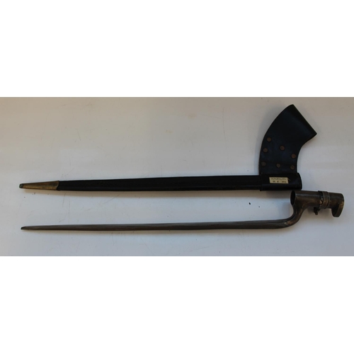 323 - M1855 American Civil War bayonet without markings, made for the Springfield .58 calibre musket, comp... 