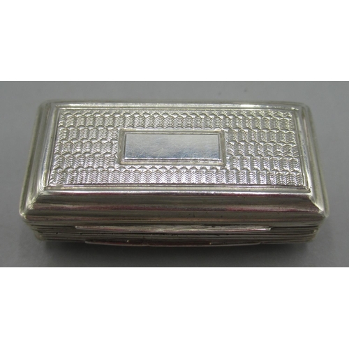 1076 - William IV silver vinaigrette in rectangular form with engine turned pattern, vacant cartouche, gilt... 