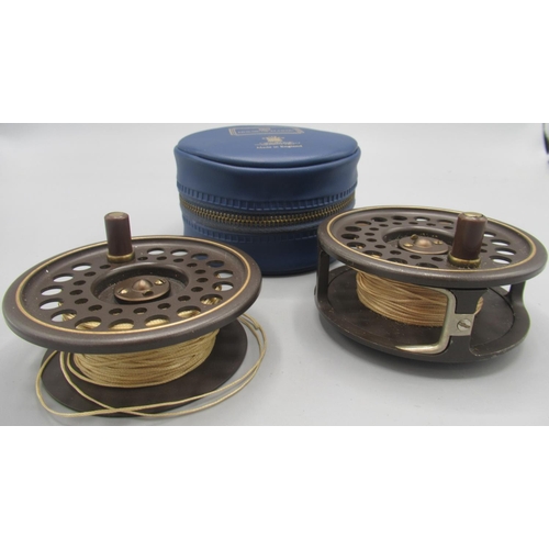 1283 - Hardy 'The Golden Prince' 7/8 fly reel in case, with spare spool and makers blue zip padded case, (3... 