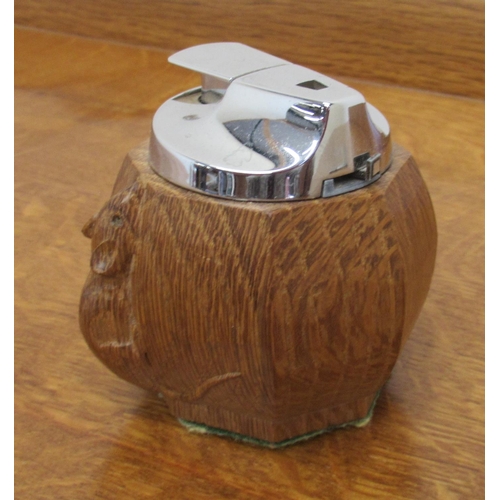 Robert Mouseman Thompson of Kilburn - an oak octagonal table lighter, carved with signature mouse, H7cm