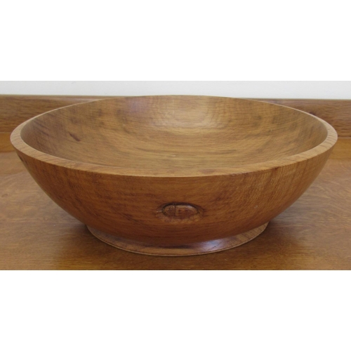 1395 - Acorn Industries of Brandsby - a turned oak circular fruit bowl, carved with signature acorn, D21cm