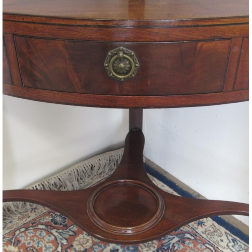 1441 - Georgian mahogany three tier bow front corner washstand, with raised splash back and single drawer o... 