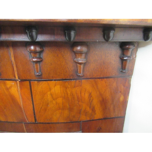 1425 - William IV figured mahogany bow front corner cupboard, shaped cornice with acorn moulded frieze abov... 