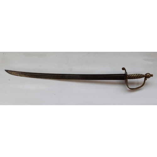 259 - Brass hilt Infantry hanger or short sword, British manufactured during the period 1745-1770, 63 cm c... 