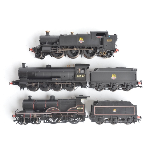 1084 - Three boxed OO gauge electric steam train models, all in BR black (early) livery to include Hornby R... 