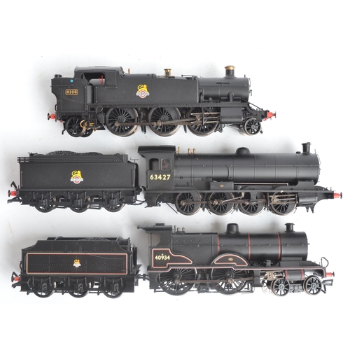 1084 - Three boxed OO gauge electric steam train models, all in BR black (early) livery to include Hornby R... 