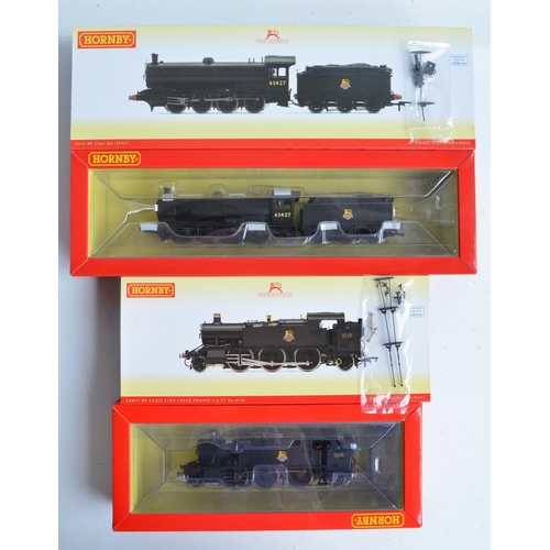 1084 - Three boxed OO gauge electric steam train models, all in BR black (early) livery to include Hornby R... 