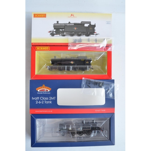 1085 - Four boxed OO gauge electric steam train models, all in BR black late crest livery to include Hornby... 