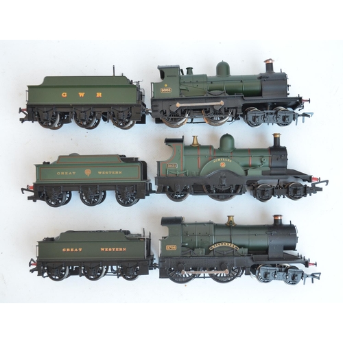 1092 - Three OO gauge electric steam train models, all GWR green livery to include Hornby R3759 Dean Single... 