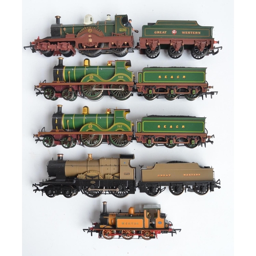 1101 - Five unboxed previously run OO gauge electric steam train models including highly detailed examples ... 