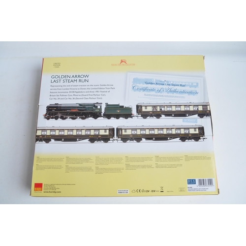 1105 - Boxed Hornby R3400 'Golden Arrow Last Steam Run' limited edition OO gauge electric steam train pack ... 