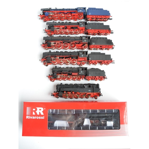 1106 - Seven HO gauge continental electric steam train models from Roco and Rivarossi including a boxed Riv... 