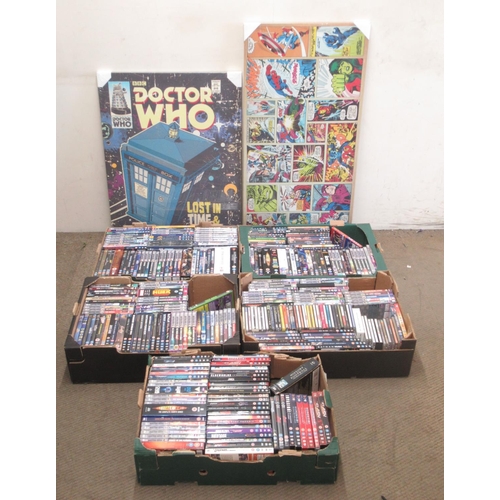 1438 - Collection of DVDs & CDS, to inc. Doctor Who, Flash, Supergirl, etc., Doctor Who comic print and a M... 