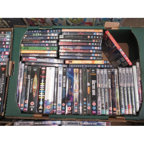 1438 - Collection of DVDs & CDS, to inc. Doctor Who, Flash, Supergirl, etc., Doctor Who comic print and a M... 