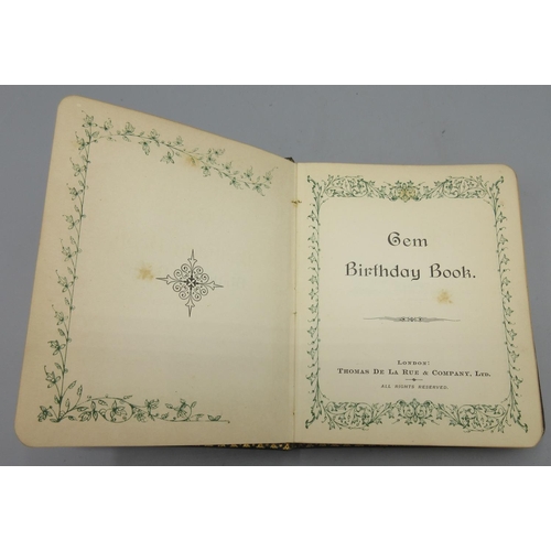 1082 - Edwardian Gem Birthday Book, London: Thomas De La Rue & Company Ltd, with silver cover decorated wit... 