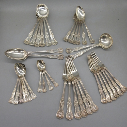 1030 - Set of Kings pattern silver cutlery, for six place settings, by Cooper Brothers & Sons Ltd, Sheffiel... 