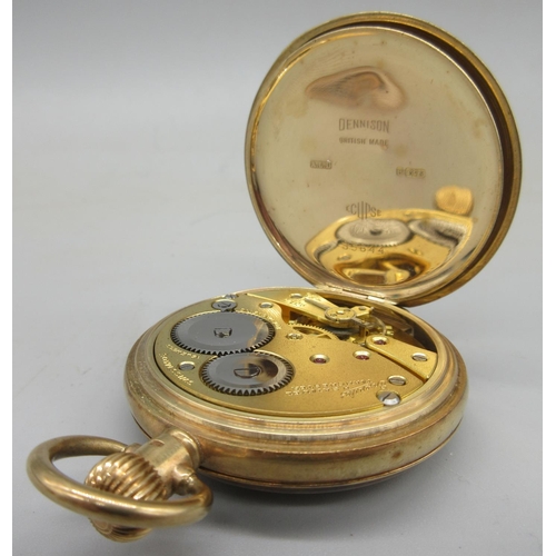 1018 - H. Samuel Manchester, 'Everite' 9ct gold half hunter keyless pocket watch, signed white enamel Arabi... 