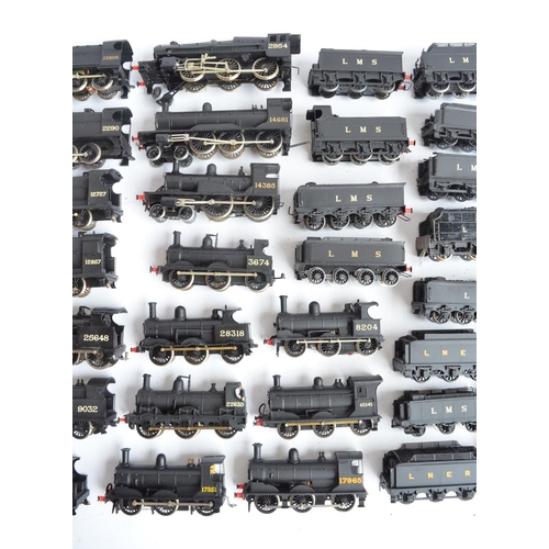 1112 - Collection of metal kit built OO gauge LMS and LNER black steam locomotive and tender models to incl... 