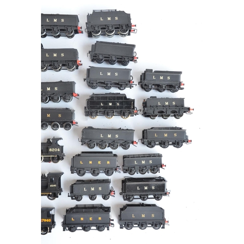 1112 - Collection of metal kit built OO gauge LMS and LNER black steam locomotive and tender models to incl... 