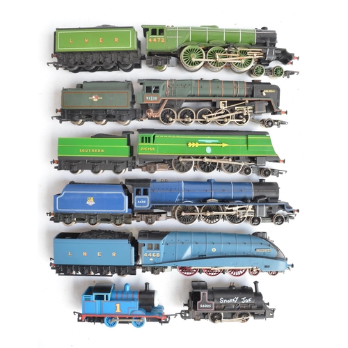 1118 - Seven unboxed previously run OO gauge electric steam locomotive models from Hornby to include Flying... 