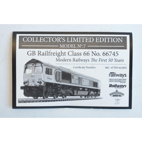 1124 - Bachmann OO gauge 32-727X Class 66 Diesel 66745 GBRf Europorte 'Modern Railways', key Publishing exc... 