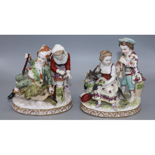 1166 - Pair of late 19th century German Meissen style porcelain figure groups, allegorical of Winter and Sp... 