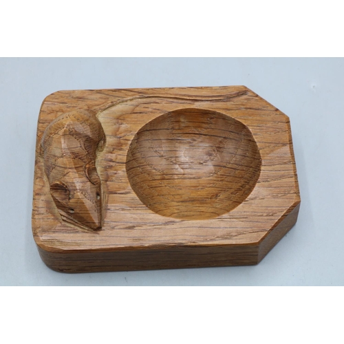 1399 - Robert Mouseman Thompson of Kilburn - an oak canted rectangular ashtray, carved with signature mouse... 