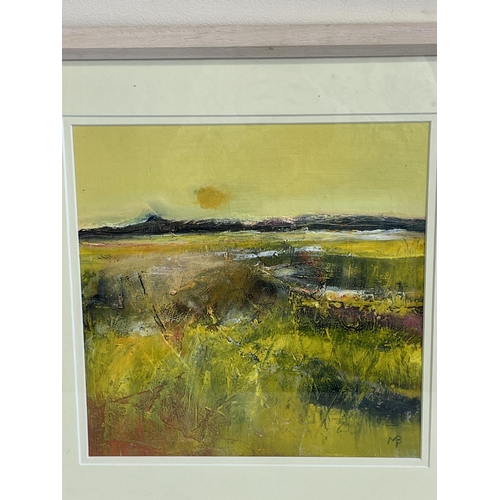 1316 - May Byrne (British Contemporary); Sunset, oil on board, signed with initials, 28cm x 28cm