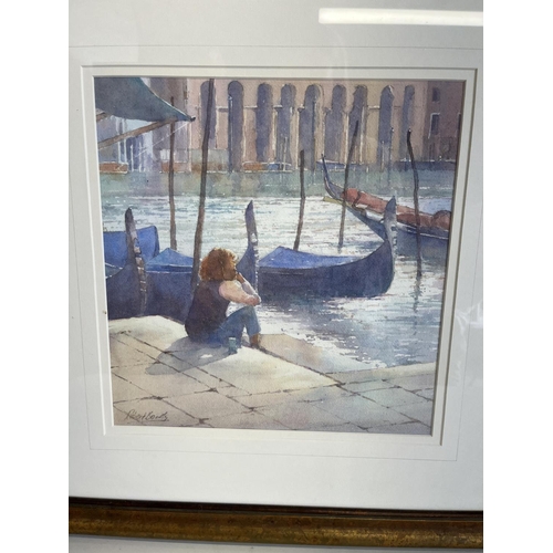 1346 - Robert Brindley (Northern British 1949-);  Seated figure in Venice, watercolour, signed, 30cm x 29cm