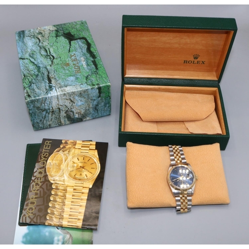 1010 - Rolex Oyster Perpetual Datejust stainless steel and gold automatic wristwatch with date on matching ... 