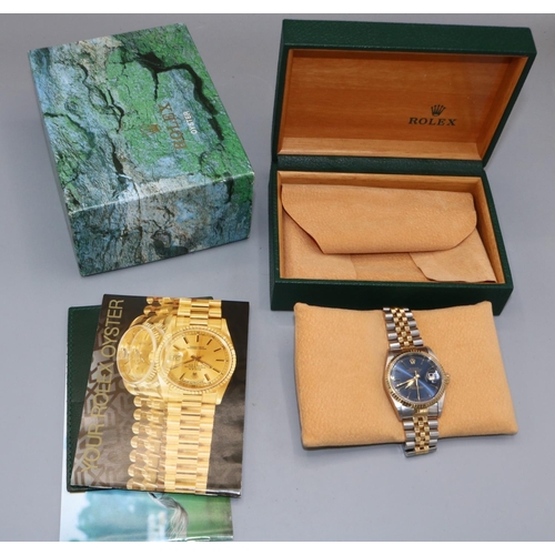 1010 - Rolex Oyster Perpetual Datejust stainless steel and gold automatic wristwatch with date on matching ... 