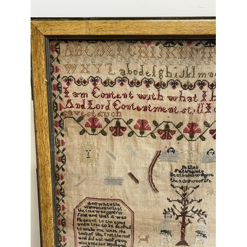 1276 - George IV sampler, worked in colours with alphabet, numerals, mottos and Tree of Life, by Ann Pollit... 