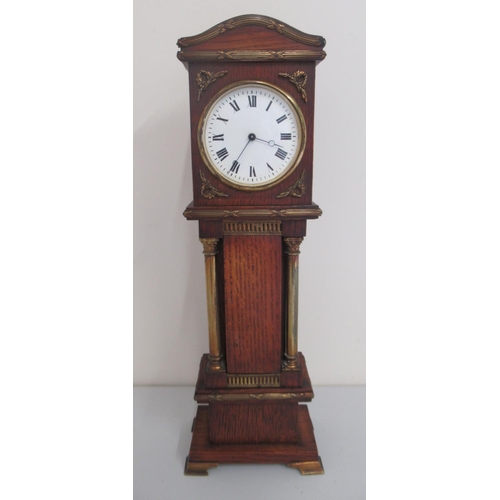 1241 - Duverdrey & Bloque, 20th Century French eight day miniature oak longcase clock, applied brass reed a... 