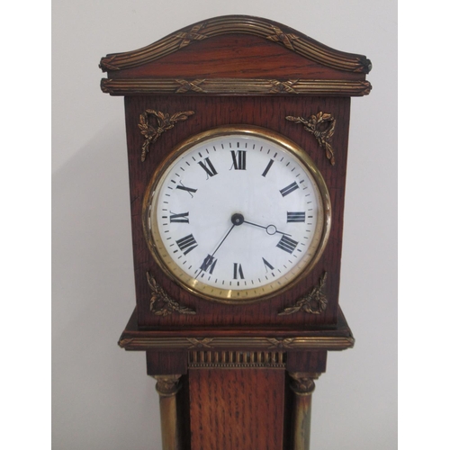 1241 - Duverdrey & Bloque, 20th Century French eight day miniature oak longcase clock, applied brass reed a... 