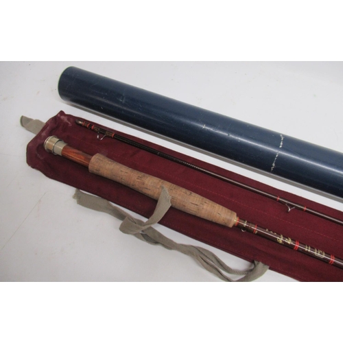 1293 - Hardy 'Sovereign' 9ft 2 piece #6 Fly Rod in makers own bag and blue metal tube