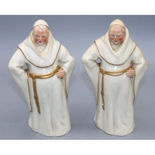 1200 - Two Royal Worcester 'Large Monk' figures, originally by Hadley, cream vestments with gilt detail, gr... 