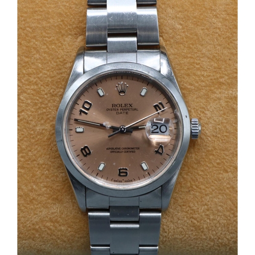 1012 - Rolex Oyster Perpetual Date stainless steel automatic wristwatch with date on matching Oyster bracel... 