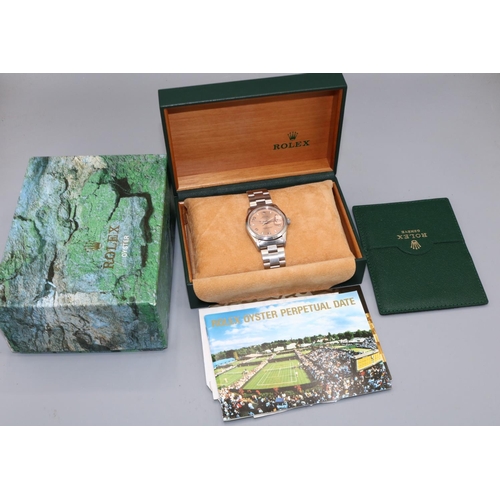 1012 - Rolex Oyster Perpetual Date stainless steel automatic wristwatch with date on matching Oyster bracel... 