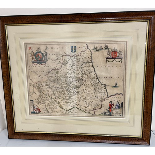 1355 - Durham - Episcopatus Dunblmensis Vulgo Bishoprioke of Durham, hand coloured map by Jan Blaeu, circa ... 