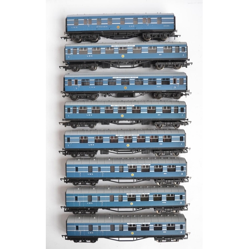 1134 - Eight boxed OO gauge LMS Coronation coaches from Hornby to include R4963A Stainier kitchen car and R... 