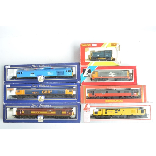 1148 - Seven OO diesel electric locomotive models from Lima and Hornby to include Hornby 0-4-0 BR double ar... 