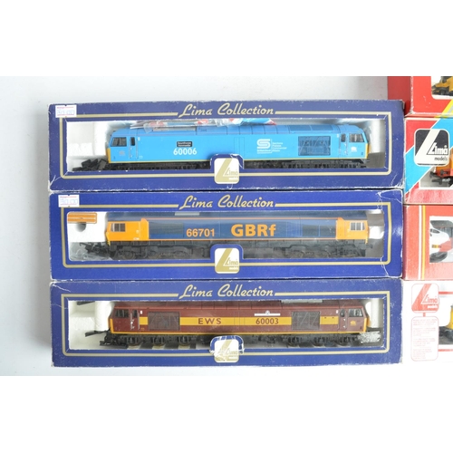 1148 - Seven OO diesel electric locomotive models from Lima and Hornby to include Hornby 0-4-0 BR double ar... 